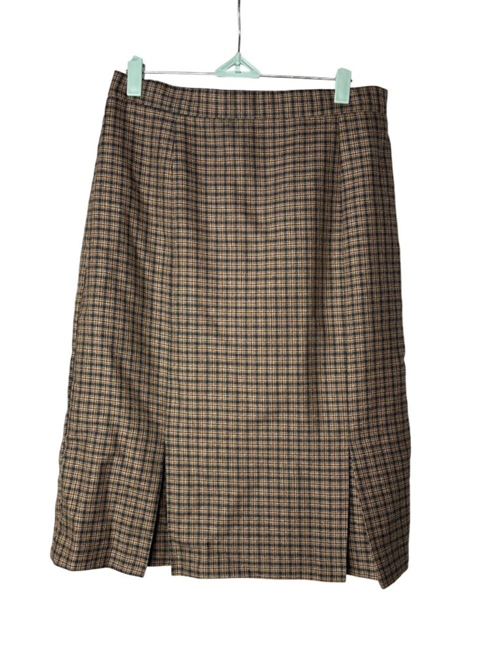 Worthington Midi Pencil Skirt 12P Plaid Multicolor Front Pleats Lined Vtg 80s